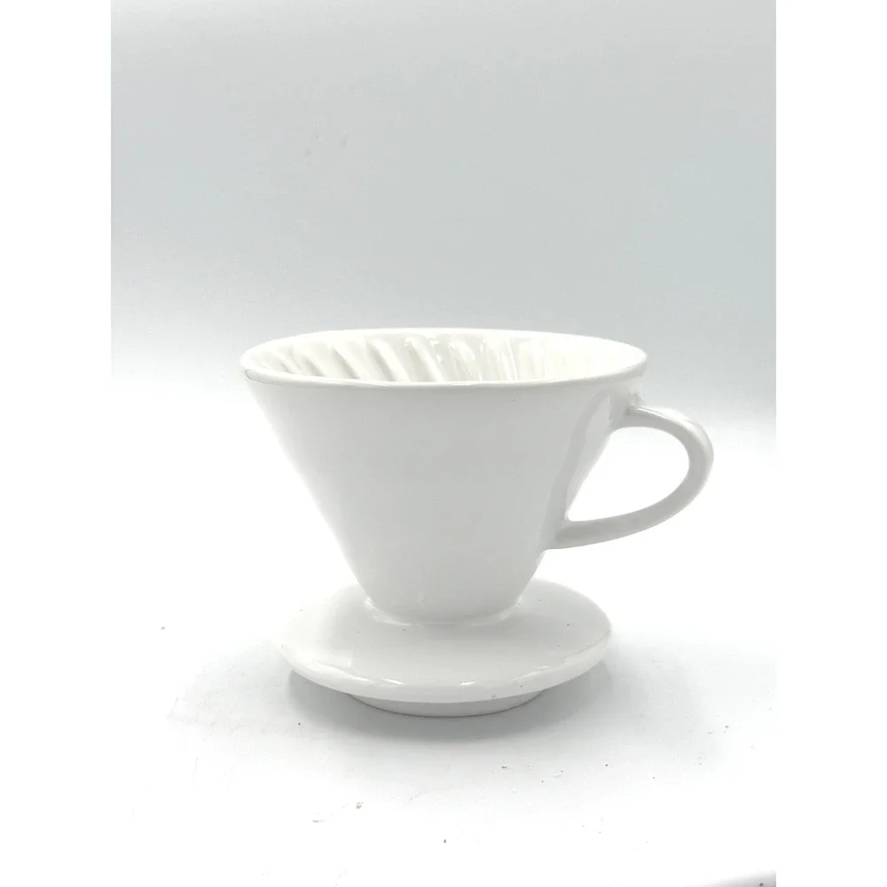 Kajava Mama Coffee Dripper Ceramic Pour Over White Spiral Ribbed V60 Style